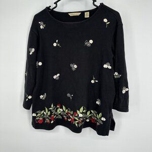 Bechamel Petites Women's Sweater Embroidered‎ Strawberry Size PM